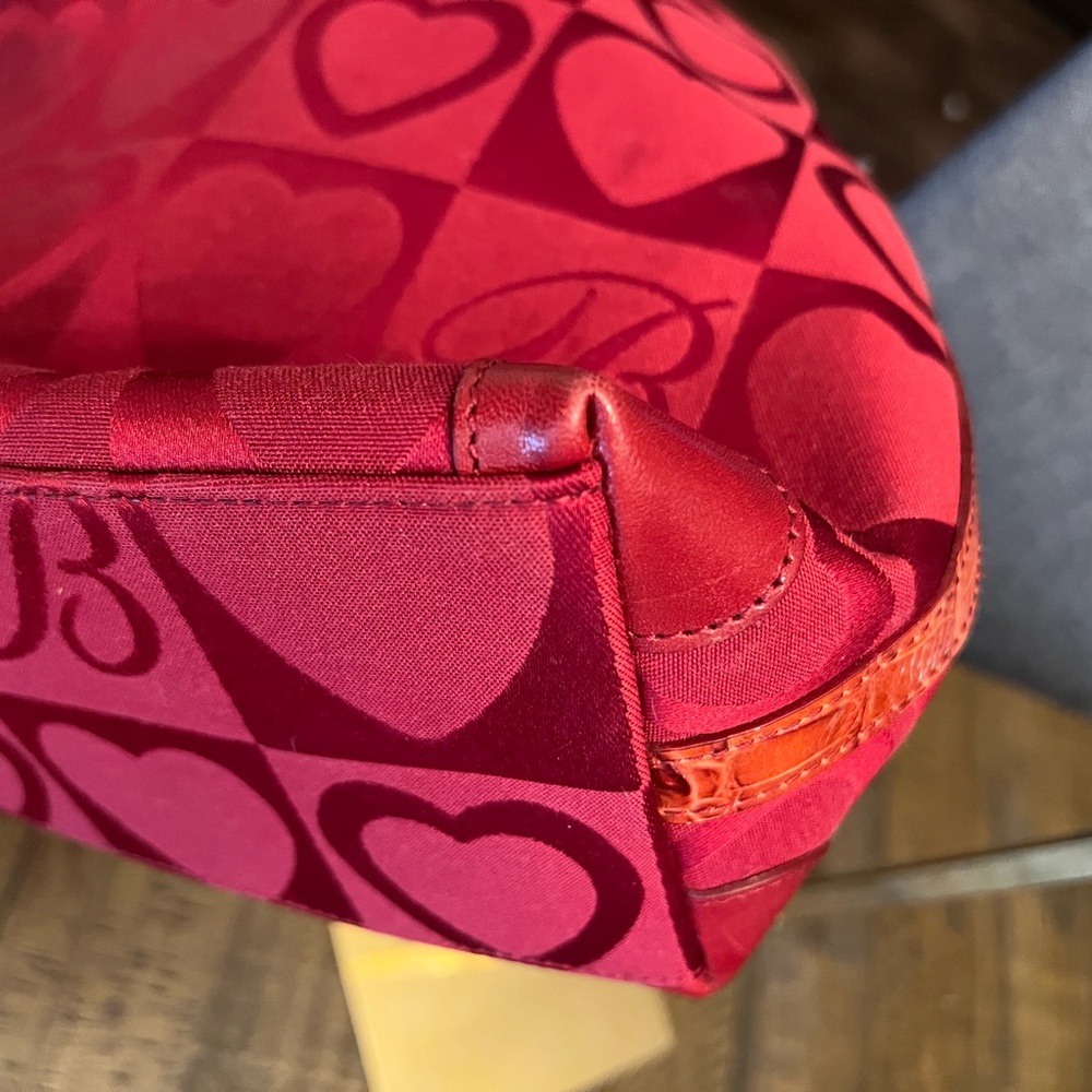 Brighton Red Shoulder Bag Heart Pattern - Picture 5 of 7